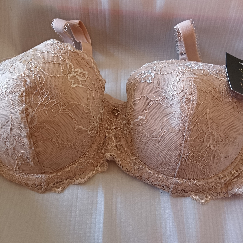 Elegant Lace Underwire Bra in Nude 40 D NWT